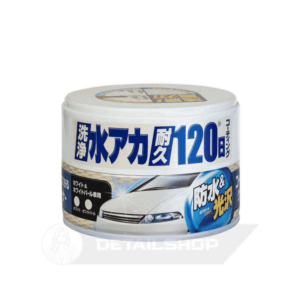 SOFT99 Coating & Cleaning Wax White & Pearl 230г — синтетичний очищувальний віск для автомобілів білого та перламутрового кольорів