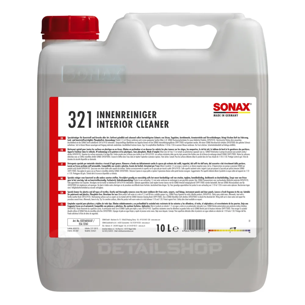 Концентрат очищувача інтер'єру автомобіля 10 л SONAX Interior Cleaner (321605)
