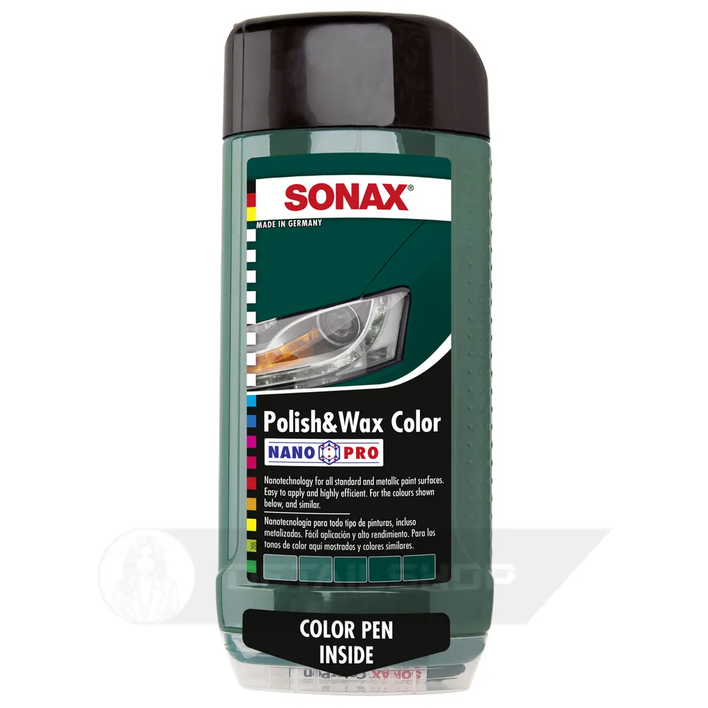 Кольоровий поліроль з воском зелений 500 мл SONAX Polish & Wax Color NanoPro (296700)