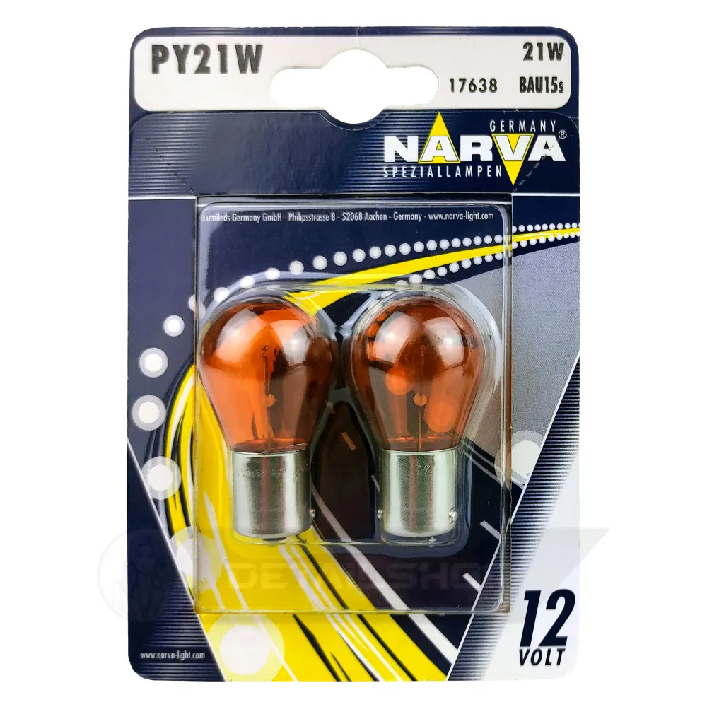 Лампа автомобільна сигнальна NARVA PY21W 17638 2 шт (955180)