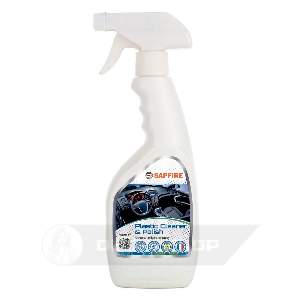 Очищувач-поліроль пластика 500 мл SAPFIRE Plastic Cleaner & Polish - лимон (002821)