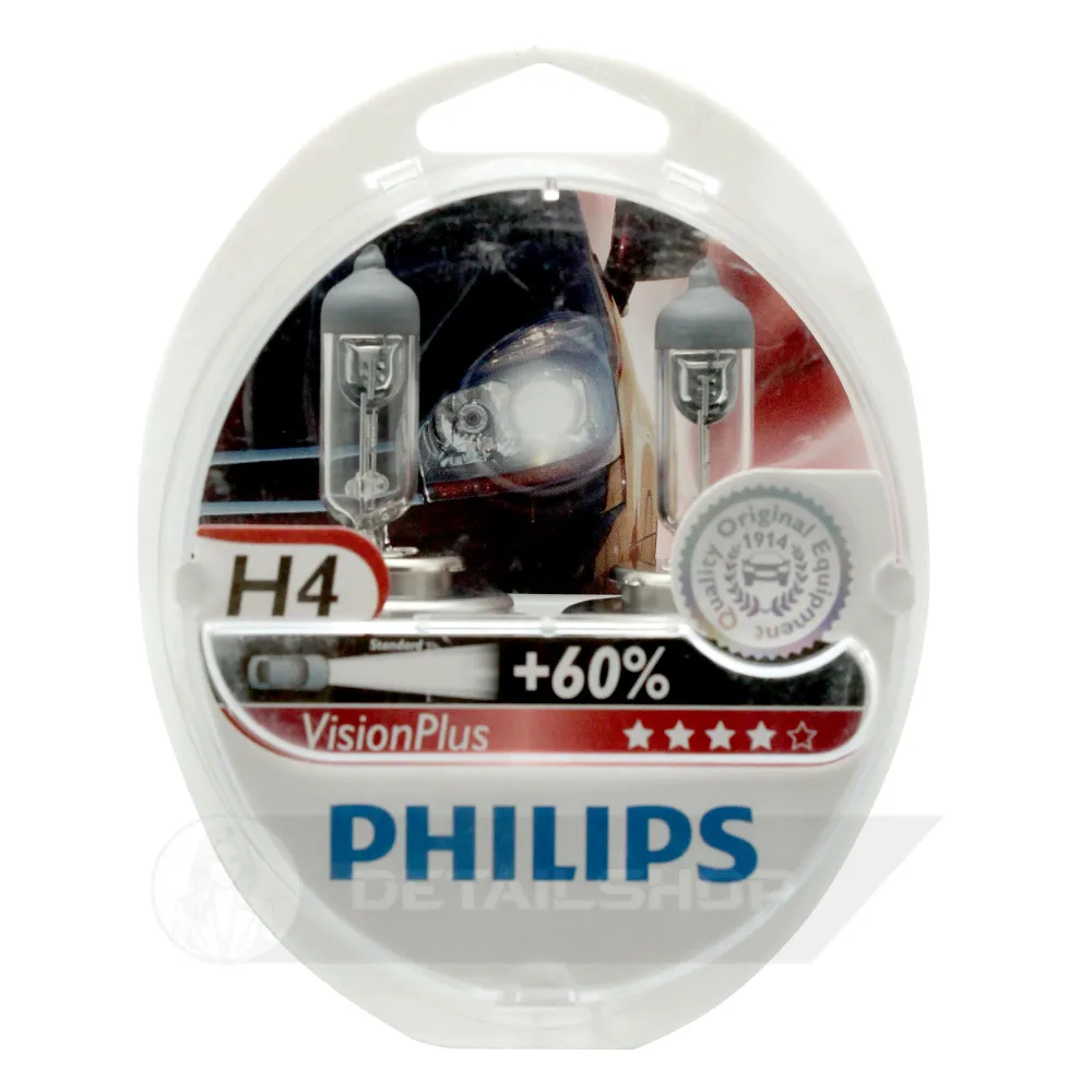 Лампа автомобільна галогенна PHILIPS Vision Plus +60% H4 12342VPS2 2 шт (399257)