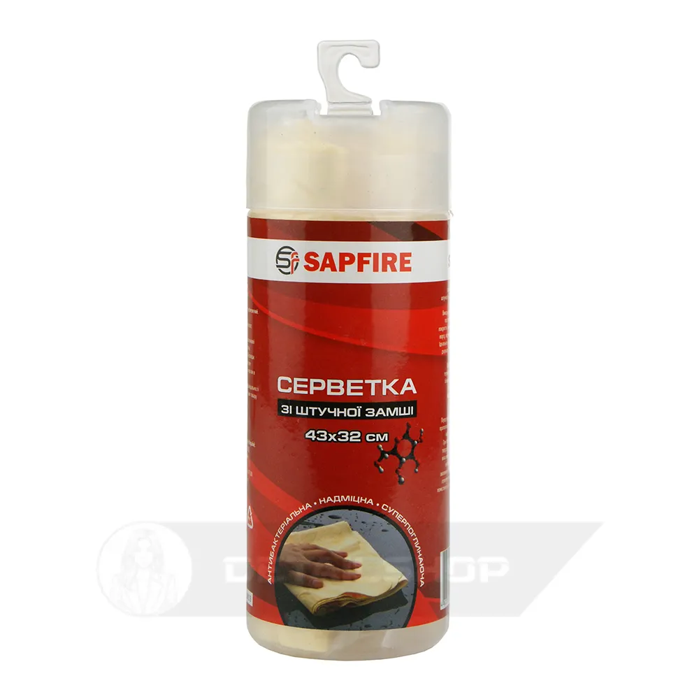 Серветка зі штучної замші 43х32 см волога в тубі SA-216 SAPFIRE (400151)