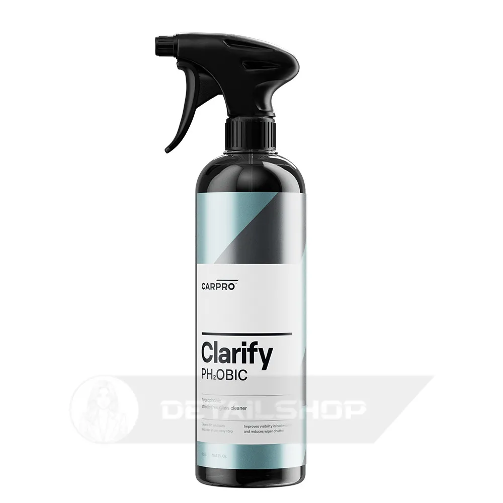CARPRO Clarify PHOBIC glass cleaner 500 ml - миттєвий гідрофобний засіб для чищення скла без розводів.